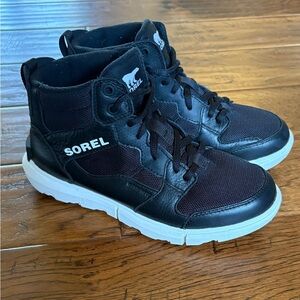 Sorel Women’s Explorer II Mid Black and White Sneakers